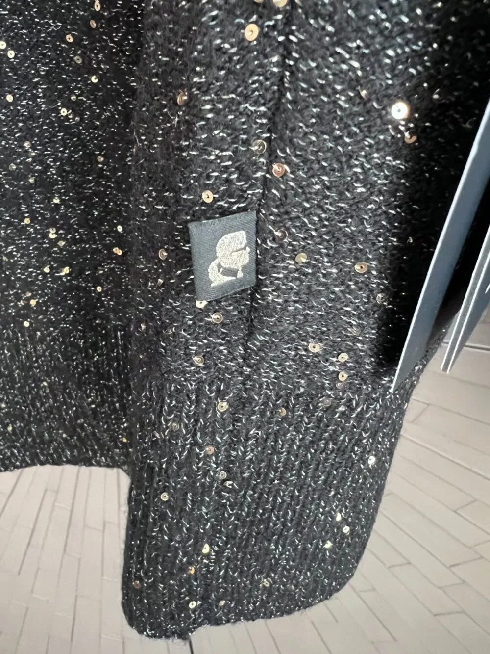 NWT Karl Lagerfeld Black Gold Sparkle Long Sleeve Sweater Large